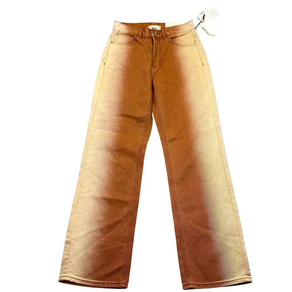 BDG Urban Outfitters Cowboy Jean Orange Tan Ombre Wide Leg Denim Pants Sz 26 NWT